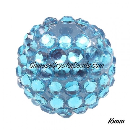Crystal Disco Ball Acrylic Rhinestone Aqua 16x18mm, 12 beads