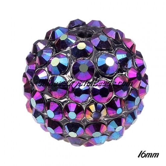 Crystal Disco Ball Acrylic Rhinestone blue/plum 16x18mm, 12 beads