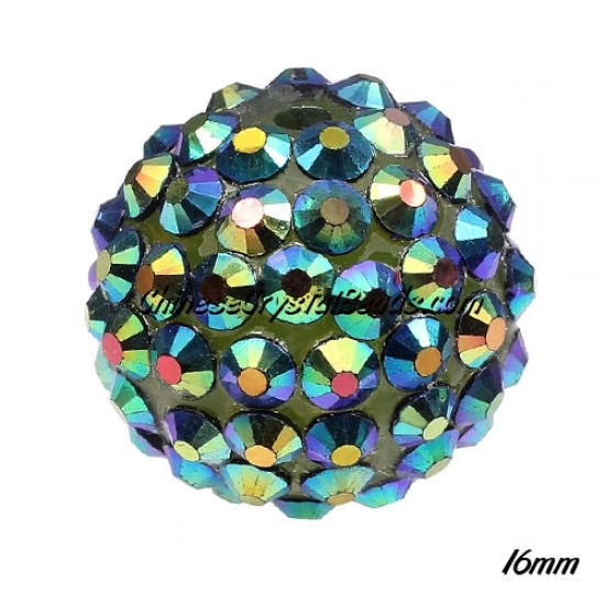 18mm Crystal Disco Ball Acrylic Rhinestone Green Rainbow 16x18mm, 12 beads