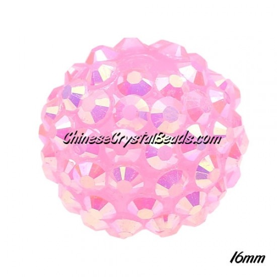 18mm Crystal Disco Ball Acrylic Rhinestone Pink AB 16x18mm, 12 beads