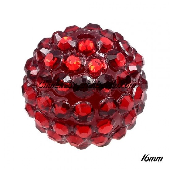 18mm Crystal Disco Ball Acrylic Rhinestone Red 16x18mm, 12 beads