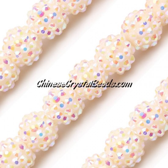 Crystal Disco Ball Acrylic Rhinestone white AB 12x14mm, 20 beads