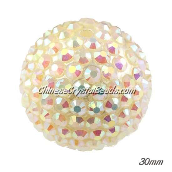 30mm Crystal Disco Ball Acrylic Rhinestone white AB 1 bead