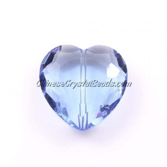 Chinese Crystal 22mm Heart Pendant/Bead, Lt. Sapphire,  6pcs