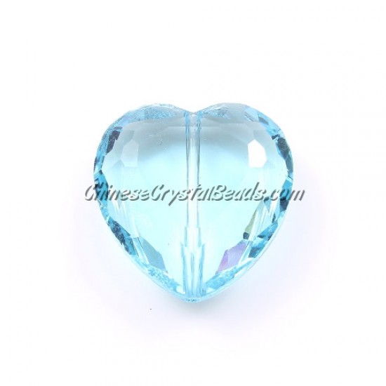 Chinese Crystal 22mm Heart Pendant/Bead, Aqua, 6 pcs