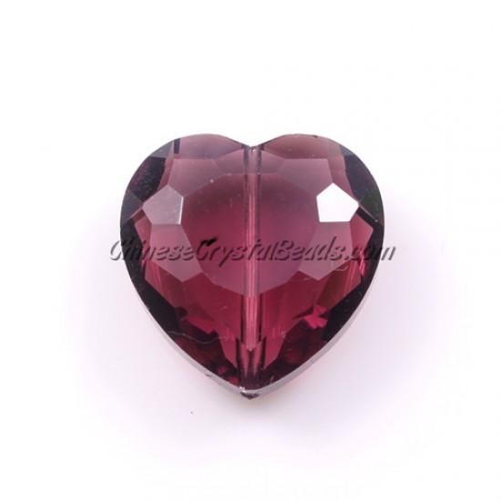 Chinese Crystal 22mm Heart Pendant/Bead, Amethyst, 6 pcs