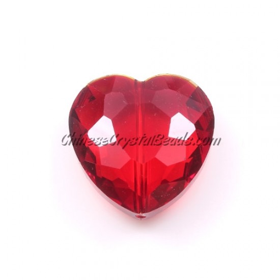 Chinese Crystal 22mm Heart Pendant/Bead, Siam, 6 pcs
