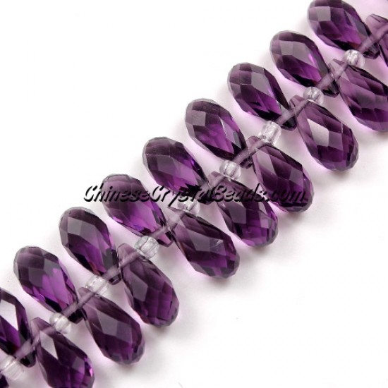 Chinese Crystal Briolette Bead Strand, violet,  6x12mm, 20 beads