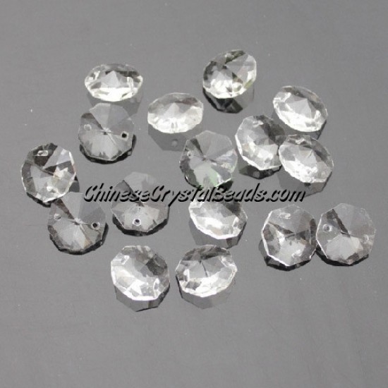 Crystal 14mm Octagon beads, 2 hole, clear, 20 beads