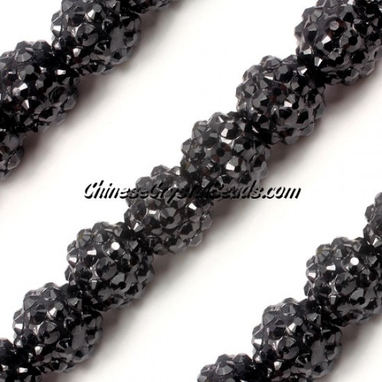 Crystal Disco Ball Acrylic Rhinestone , black 12x14mm, 20 beads
