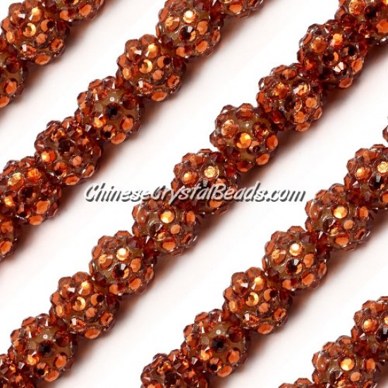 Chinese Crystal Disco Bead Acrylic brown 10mm(inside), 25 beads