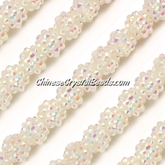 Chinese Crystal Disco Bead Acrylic White AB 10mm (inside), 25 beads