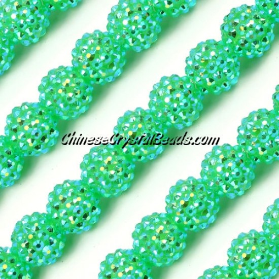 Chinese Crystal Disco Bead Acrylic Green AB 14mm(inside), 15 beads