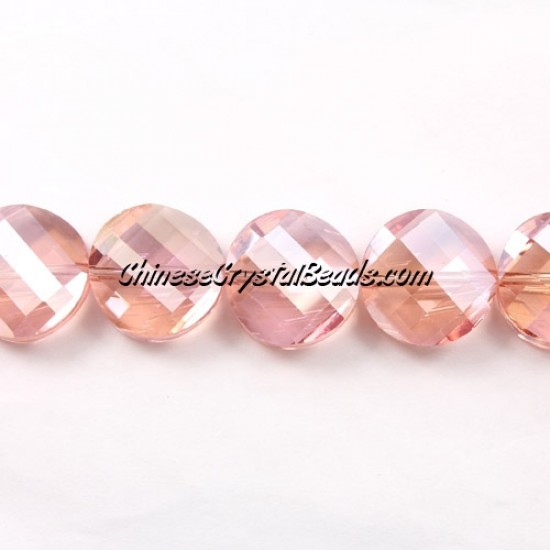 Chinese Crystal Twist Bead, 18mm, rose peach AB, 10 beads