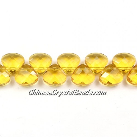 Crystal Flat Briolette beads strand ,9x10mm, golden, 20 beads