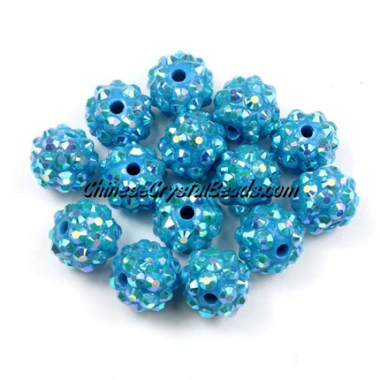 Chinese Crystal Disco Bead Acrylic aqua AB 10mm(inside), 25 beads