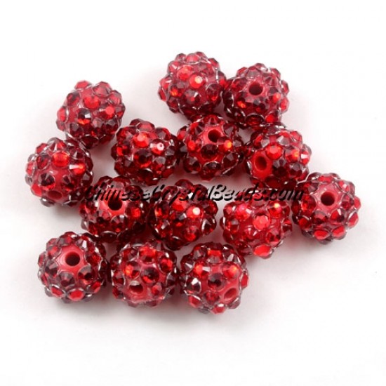 Chinese Crystal Disco Bead Acrylic red 10mm(inside), 25 beads