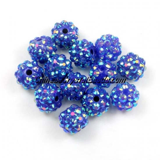 Chinese Crystal Disco Bead Acrylic sapphire AB 10mm(inside), 25 beads