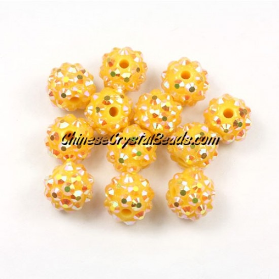 Chinese Crystal Disco Bead Acrylic yellow AB 10mm(inside), 25 beads
