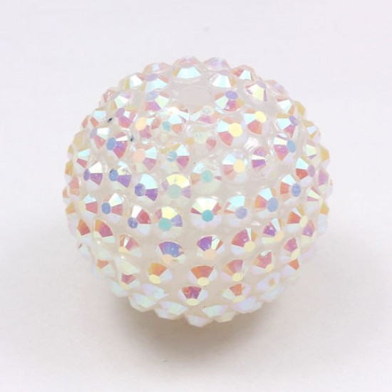 26mm Acrylic Disco Bead White AB 1 bead