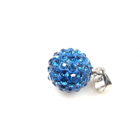 Crystal Disco beads charms, capri blue, 10mm, 1 pcs