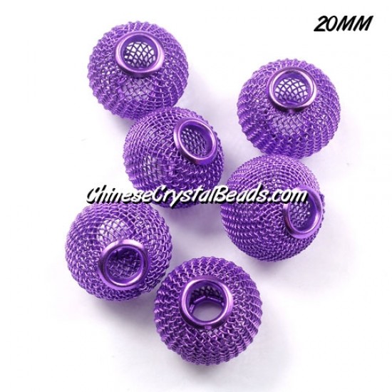 20mm Purple Mesh Bead, Basketball Wives, 10 pieces