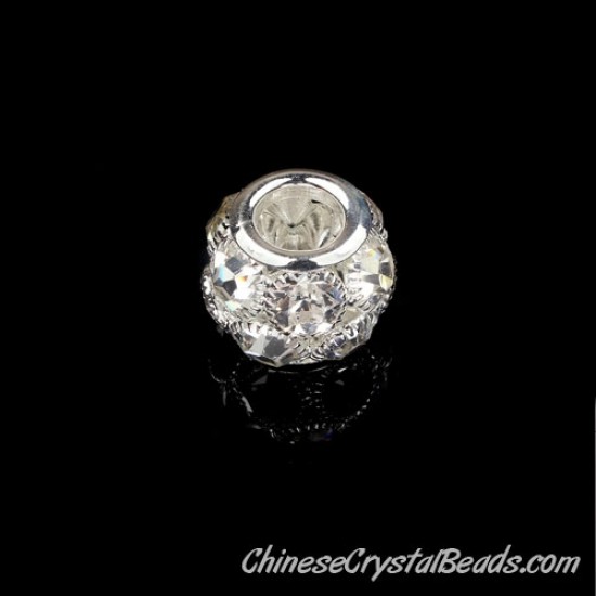 Silver Plated (copper) Rhinestone Bead, basketball wives16x20mm, hole 8mm