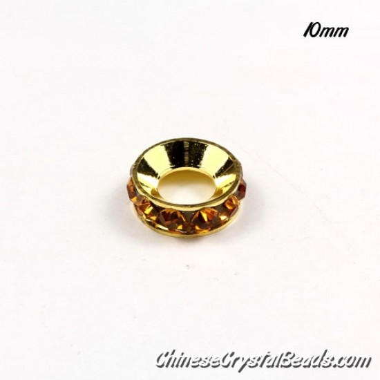 (wholesale only)12mm Rondelle spacer Gold-Plated coppoer beads yellow Crystal Rhinestones, 1 pieces