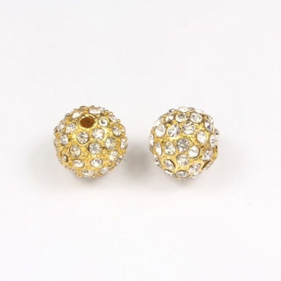 Alloy pave Rhinestones disco 12mm beads , gold, Pave, 9 piceses