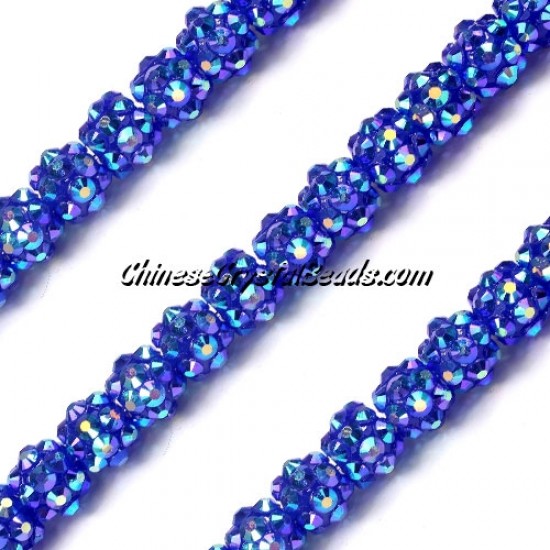 Chinese Crystal Disco Bead Acrylic sapphire AB 8mm(inside), 30 beads