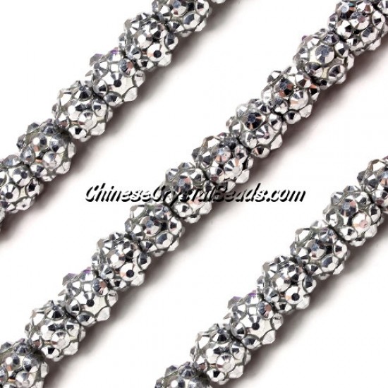 Chinese Crystal Disco Bead Acrylic silver 8mm(inside), 30 beads