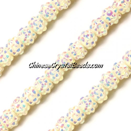 Chinese Crystal Disco Bead Acrylic white AB 8mm(inside), 30 beads