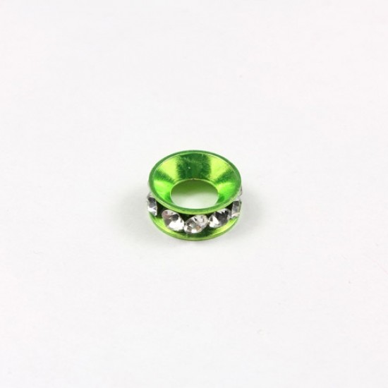 10mm copper baking finish  Rondelle spacer,5mm hole,  lime green, 1 piece