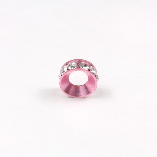 10mm copper baking finish  Rondelle spacer,5mm hole,  pink, 1 piece