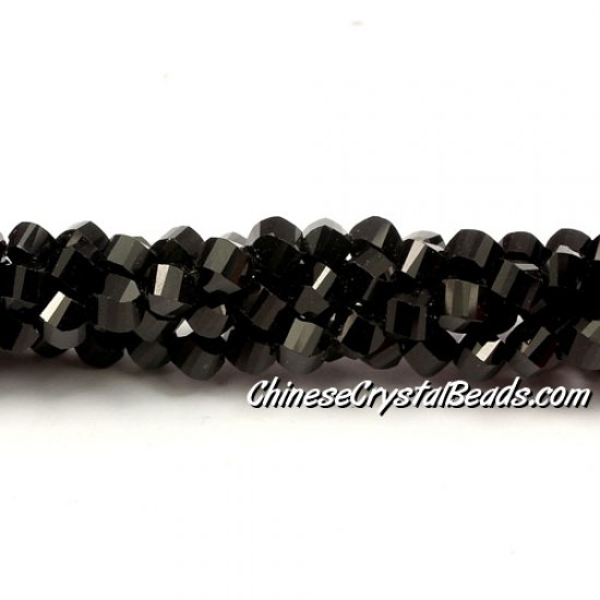 4mm Crystal Helix Beads Strand black, about 100 beads