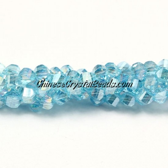 4mm Crystal Helix Beads Strand LT aqua AB, about 100 beads, 15 inch