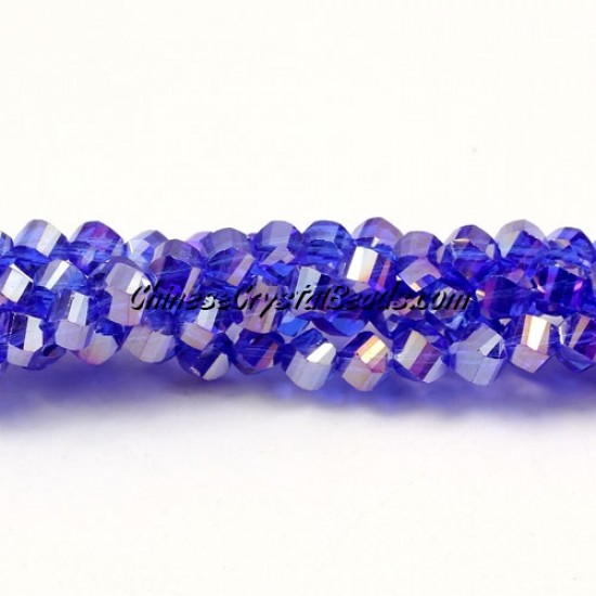 4mm Crystal Helix Beads Strand sapphire AB, about 100 beads, 15 inch