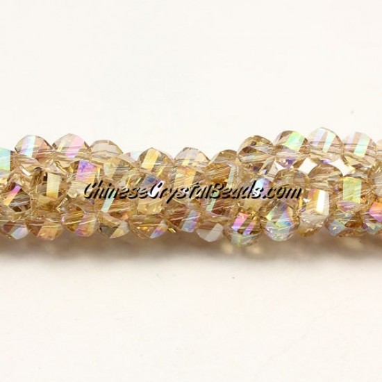 4mm Crystal Helix Beads Strand Silver Champagne AB, about 100 beads, 15 inch