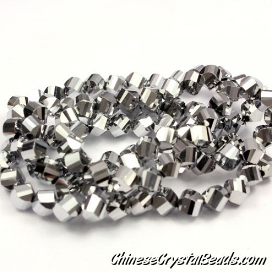 6mm Crystal Helix Beads Strand Silver, about 50 beads