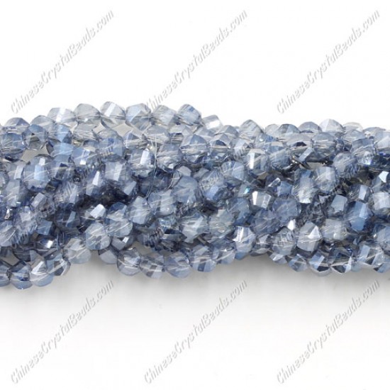 4mm Crystal Helix Beads Strand smoke AB, about 100 beads, 15 inch