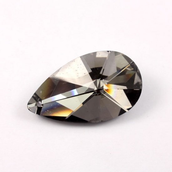 38x22mm Chinese Crystal Faceted Teardrop Pendant, Black Diamond II, hole:1.5mm