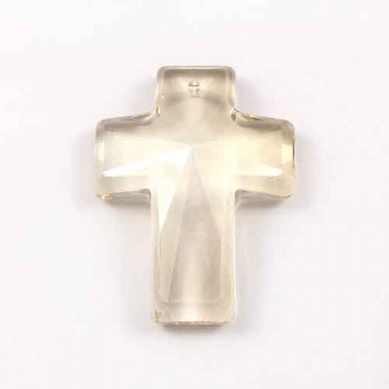 crystal cross pendant, 30x40mm, gold show, hole: 1.5mm