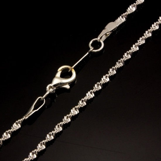 Chain, silver-plated steel, 2mm, 16-inch. Sold individually.  #005