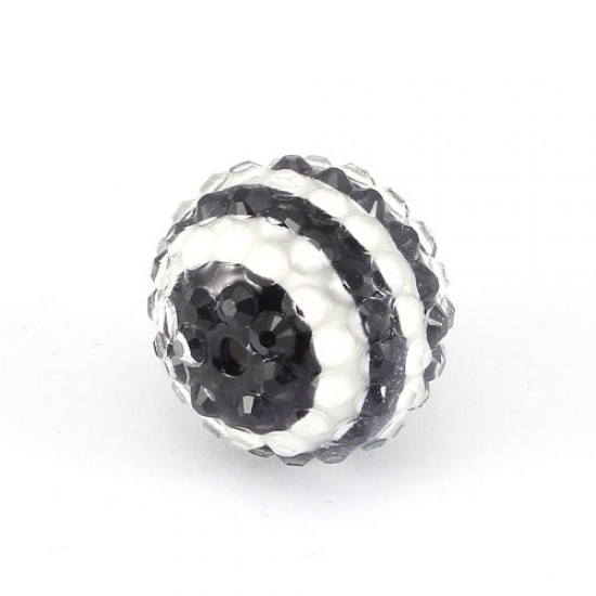 22mm Chinese Acrylic Crystal Disco Bead, black white, 22mm 1 bead