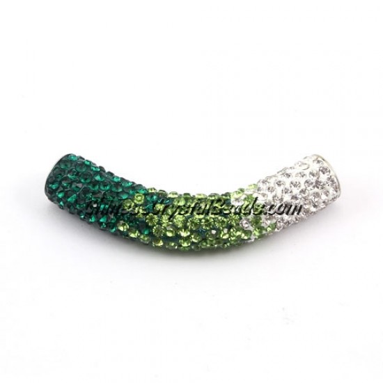 Pave Pipe beads, Pave Curved 52mm Bling Tube Bead, #010