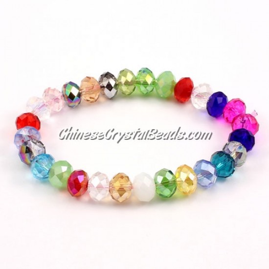 Crystal Bracelet, crystal rondelle 10mm, colour-mixture, sold individually. (not the same at every turn)