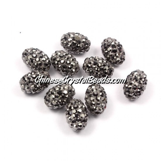 Oval Pave Beads, 9x13mm, Clay, silver,  sold per 10pcs bag