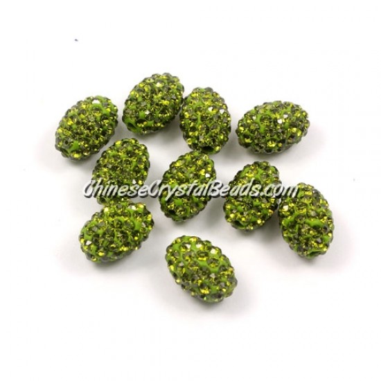 Oval Pave Beads, 9x13mm, Clay, olivine,  sold per 10pcs bag
