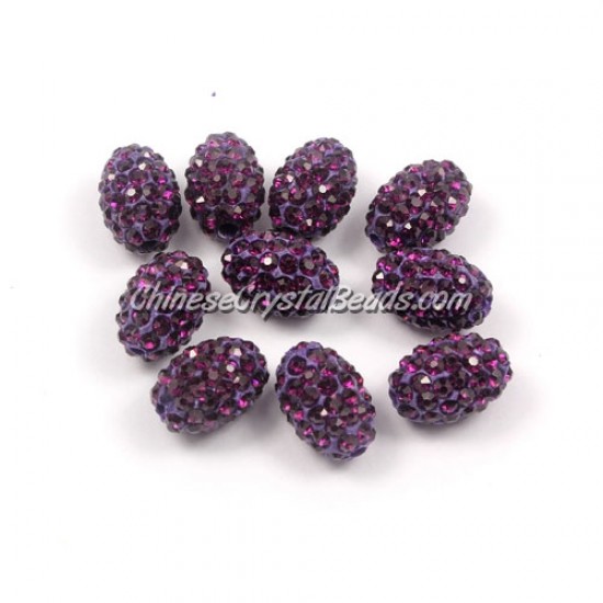 Oval Pave Beads, 9x13mm, Clay, violet,  sold per 10pcs bag