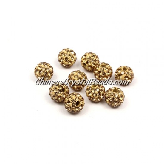 50pcs, 8mm Pave clay disco beads, hole: 1mm, champagne
